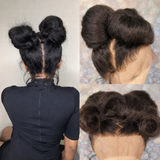 Perruque de cheveux humains raides crépus, sans nœuds, à fonte de la peau, entièrement en dentelle, pré-épilée