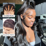 Perruque en dentelle de cheveux humains pré-épilée 13x4 sans nœuds avec dentelle HD fondue | Body Wave