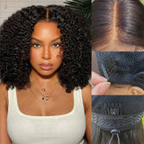 Péruque Curly Crépue avec Cordon de Serrage Amélioré, Bonnet Dôme, Dentelle HD Pré-Coupée et Coupe 3D
