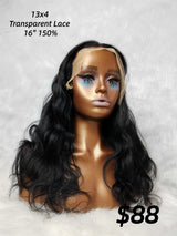 {DERNIÈRE-PIÈCE-EN-STOCK} Perruque Lace Frontal 13x4 Transparente Cheveux Humains Lisses Noir Jais