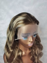 {DERNIÈRE-PROMOTION} Perruque Lace Front Wavy Cheveux Naturels Dentelle Transparente Blonds Méchés
