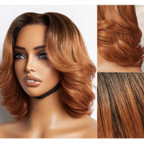 Perruque Pixie Glam 4x4|13x4 courte coupe pixie pré-coiffée Ombre Brune Cheveux Humains Lace Front