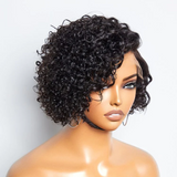 Alexandra | Perruque Lace Front Cheveux Naturels Frisés Coupe Pixie Bouclée Raie Latérale Pré-épilée