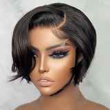 Alva | Perruque Lace Front Pixie Cut Partie Latérale Cheveux Humains Vierges Déjà Épilée