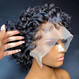 Perruque Lace Front 13x4 Pixie Cut en Cheveux Humains, Coiffée et Pré-épilée