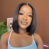Perruques Bob Yaki à coupe au carré, cheveux naturels, avec closure, sans colle, dentelle suisse Skin Melt, pré-épilées