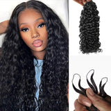 Extensions de cheveux humains Soft Feather Crochet Braid, noir naturel/multicolore