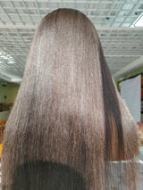 Perruque frontale en cheveux humains améliorée avec dentelle fondue invisible Knot-Free 360 HD et sangles 2.0, texture Light Yaki