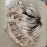 {50 % de réduction} Perruque Lace Front Ondulée en Cheveux Humains Blonds Cendrés Ombrés 13x4