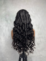 Perruque sans colle 2x6 avec raie au milieu profonde, cheveux humains Yaki ondulés, dentelle HD Skin Melt