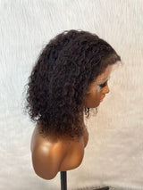 {DERNIÈRE-PIÈCE-EN-STOCK} Perruque Bob Courte Bouclée en Cheveux Humains, Sans Colle, en Dentelle Fondue sur les Bords, Imprimé 4 Couleurs, avec Cordon de Serrage 9x6