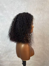 {DERNIÈRE-PIÈCE-EN-STOCK} Perruque Bob Courte Bouclée en Cheveux Humains, Sans Colle, en Dentelle Fondue sur les Bords, Imprimé 4 Couleurs, avec Cordon de Serrage 9x6