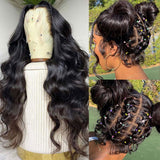 Perruque Body Wave Cheveux Humains Raie Complète Sans Nœuds et Pré-épilée