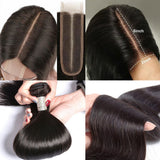 Perruque Lace Closure 2x6 avec Tissage Lisse Soie Cheveux Humains