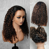 Perruque à lacets frontale 370 Fitted Cap Invisible Strap Skin Melt Mèches Boucles Birmanes