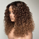 Perruque 4x4/13x4 dentelle transparente 250% ombrée ondulée cheveux humains