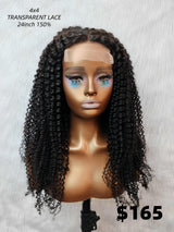 {DERNIÈRE-PIÈCE-EN-STOCK} Perruque cheveux humains Kinky Curly avec bonnet en dentelle transparente 4x4