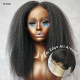 Perruque frontale en cheveux humains Kinky Skin Melt 360 Lace 4C Edge avec sangle invisible ajustable