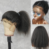 Perruque frontale en cheveux humains Kinky Skin Melt 360 Lace 4C Edge avec sangle invisible ajustable