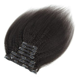 Extensions de cheveux à clipser, kinky, sans colle, en cheveux humains vierges, tissage en set
