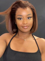 Perruque Bob brune Lagos Hairline 13x6 M Hairline en cheveux humains avec dentelle frontale