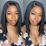 PAS DE CHEVEUX COURTS (retour de cheveux de 6 pouces) Perruque BOB en dentelle frontale 5x5 Skin Melt