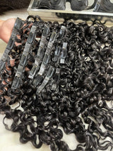 Extensions de cheveux ultra-fines à boucles birmanes sans démarcation avec clips en PU, trames de cheveux humains vierges