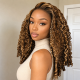 {Vente Flash} Perruque Lace Transparente 4x4/13x4 250% Cheveux Humains Birmans Bouclés avec Mèches
