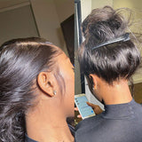 Perruque Lace Front Cheveux Naturels, Ligne de Cheveux Délicate, Lisse, Full Lace (Bonnets Entièrement en Dentelle), Effet Peau Fondue