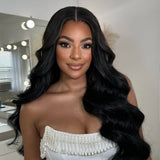 Perruque 6x5 body wave, fermeture à lacet, sans colle, dentelle transparente