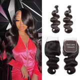 Fermeture en dentelle suisse 6x6|5x5 et 2 Bundles de mèches Body Wave vierges en cheveux humains
