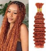 Extension de cheveux humains en vrac couleur gingembre pour tressage sans nœuds boho, ondulation profonde