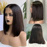 Perruque Bob courte sans colle 2x6, en cheveux humains, dentelle HD, raie profonde au milieu, effet peau fondue