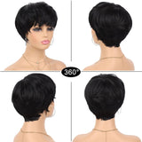 Perruque Cheveux Humains Pixie Coupe Déjà Coiffée Entièrement Faite à la Machine