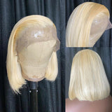 {50 % de réduction} Perruque Bob en dentelle de cheveux humains blonds 613 13x4 pré-épilés | Lisse et soyeux