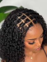 Perruque Lace Front pré-tressée 5x5 HD Skin Melt Glueless en cheveux humains