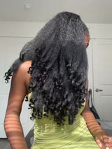 Demi-perruque 3 en 1 avec cordon de serrage, cheveux crépus à pointes bouclées, perruque sans colle en cheveux humains