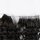 Extensions de cheveux humains Soft Feather Crochet Braid, noir naturel/multicolore
