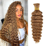 Extensions de Cheveux Humains en Vrac #27 Blond Miel pour Tresses Sans Nœuds Bohèmes Deep Wave
