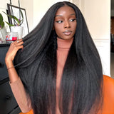 Perruque Go Wigs Kinky pré-coupée sans colle 6x4 en dentelle suisse Skin Melt pré-plumée en cheveux humains