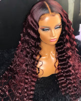 Imani | Perruque Lace Front de cheveux humains 13x6 pré-épilée bordeaux ombré, loose wave