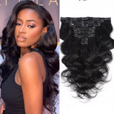 Extensions de Cheveux à Clip Ondulées sans Colle en Cheveux Humains Vierges