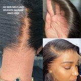 SANS NŒUDS - Perruque frontale en cheveux naturels pré-épilés 13x6 en dentelle fondue | Yaki