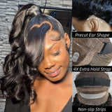 Perruque Invisible Strap 360 Skin Melt Lace Wig 2.0 en dentelle pré-coupée sans nœuds Cheveux Humains Frontal Perruque Body Wave