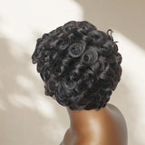 Perruque pleine lace de cheveux humains, bouclée et pré-coiffée, avec tulle transparent