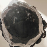 Perruque pleine lace de cheveux humains, bouclée et pré-coiffée, avec tulle transparent