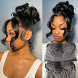 {Soldes exceptionnelles} Perruque Lace Frontal 360 à bretelles invisibles, 250 % cheveux humains, ondulation naturelle