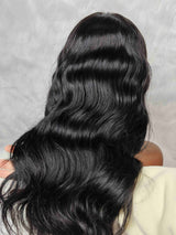 {DERNIÈRE-PIÈCE-EN-STOCK} Perruque Lace Frontal 13x4 Transparente Cheveux Humains Lisses Noir Jais