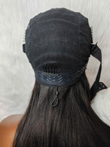 {DERNIER-PRIX} Perruque de cheveux humains brésiliens lisses en dentelle frontale complète 13x6 à cordon de serrage effet "peau fondue"