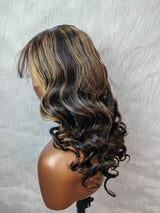 {LAST-PIECE-CLEARANCE} Perruque Lace Front 13X4 Transparente avec Frange en Cheveux Humains Mèches